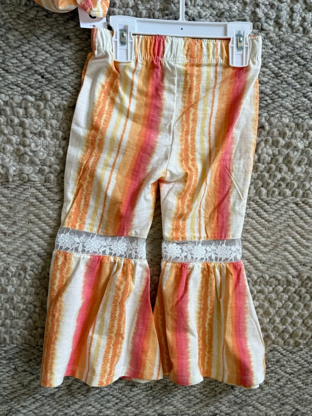 House of Harlow 1960 yellow Orange Ruffle Top & Bell-Bottom Set 2t embroidered